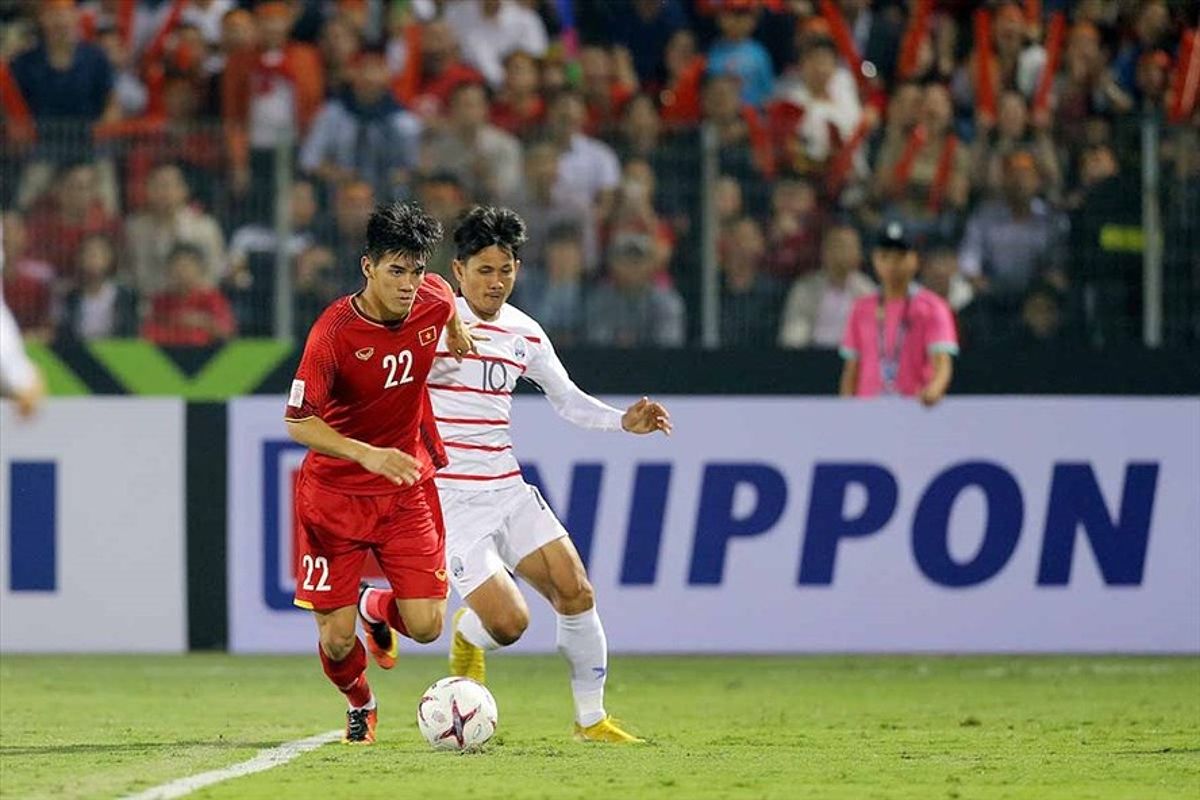 Tiến Linh từng ghi 1 bàn giúp tuyển Việt Nam thắng Campuchia 3-0 tại AFF Cup 2018.